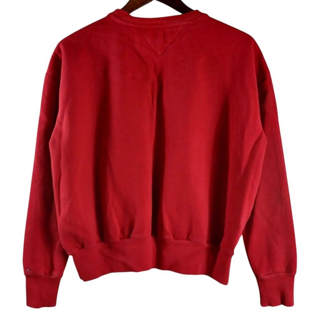 90s Vtg Tommy Hilfiger S Red Americana Short Crewneck Spellout Sweatshirt Jumper - Picture 6 of 9